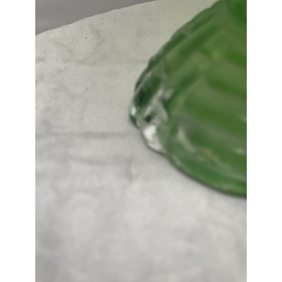 Vtg Green Pressed Glass Pedestal Compote Bowl 9" Wide Heavy Footed Centerpiece - Picture 7 of 11